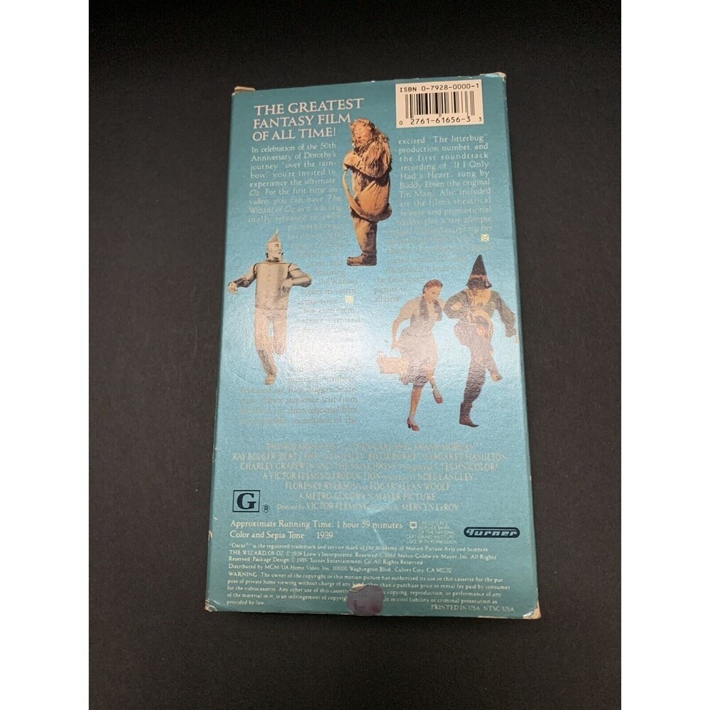 MGM The Wizard of Oz Book & VHS Set‎ Unisex OS Blue 50th Anniversary Collector - Picture 8 of 10
